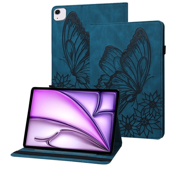 XYX Case for iPad Air 13 M3 2025/iPad Air 13 M2 2024, Retro Butterfly Slim Folio Stand Cover (Blue)