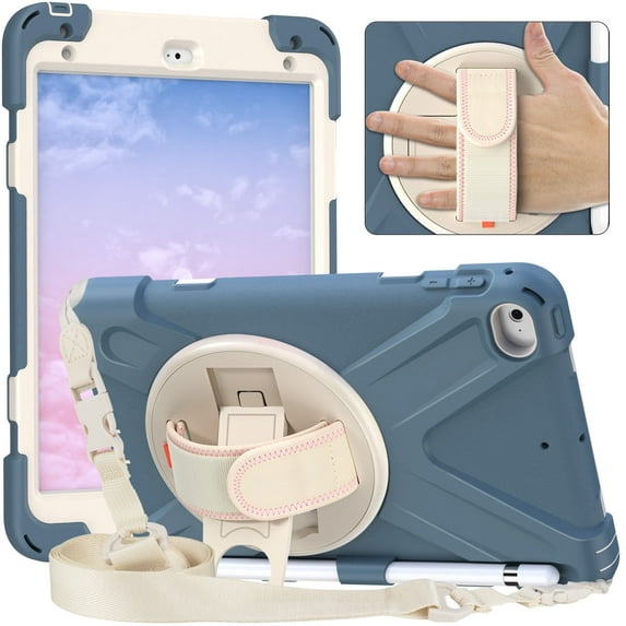 XYX Case for iPad Mini 5/4 Generation 7.9 inch with 360 Degree Rotating, Hand Strap, Shoulder Strap, Cornflower Blue