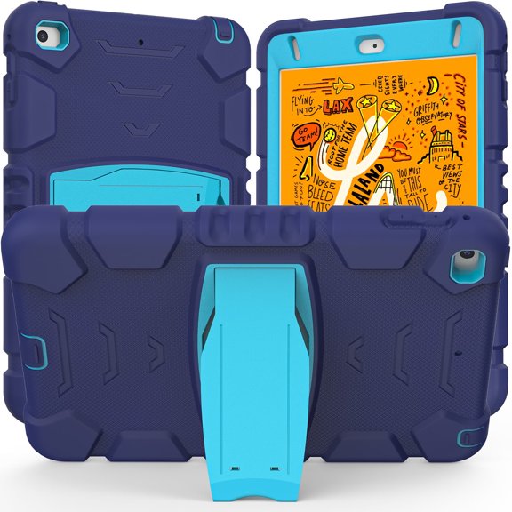 XYX Case for iPad Mini 5th/4th Generation 7.9 inch, Dual Layer Slim Heavy Shockproof Rugged Protective Cover Case with Kickstand (Navy Blue)