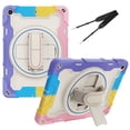 thumbnail image 1 of 3in1 Rotating Stand Case for iPad 9th 8th 7th Gen 10.2 inch 2021 2020 2019 with Hand/Shoulder Strap, Shockproof Rugged, Pink, 1 of 7
