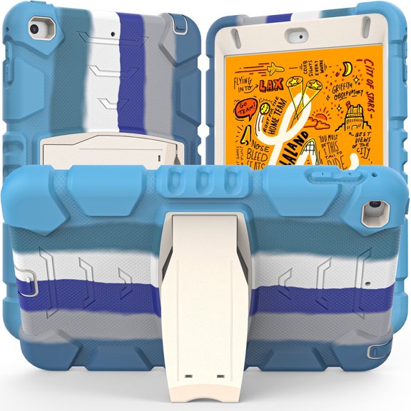 XYX Case for iPad Mini 5th/4th Generation 7.9 inch, Dual Layer Slim Heavy Shockproof Rugged Protective Cover Case with Kickstand (Colourful Blue)