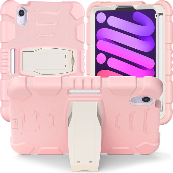 XYX Case for iPad Mini (A17 Pro) 7th Generation 2024 8.3 inch, Dual Layer Slim Heavy Shockproof Rugged Protective Cover Case with Kickstand (Cherry Pink)