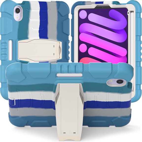 XYX Case for iPad Mini (A17 Pro) 7th Generation 2024 8.3 inch, Dual Layer Slim Heavy Shockproof Rugged Protective Cover Case with Kickstand (Colourful Blue)