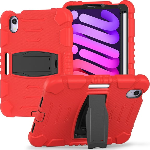 XYX Case for iPad Mini (A17 Pro) 7th Generation 2024 8.3 inch, Dual Layer Slim Heavy Shockproof Rugged Protective Cover Case with Kickstand (Red Black)