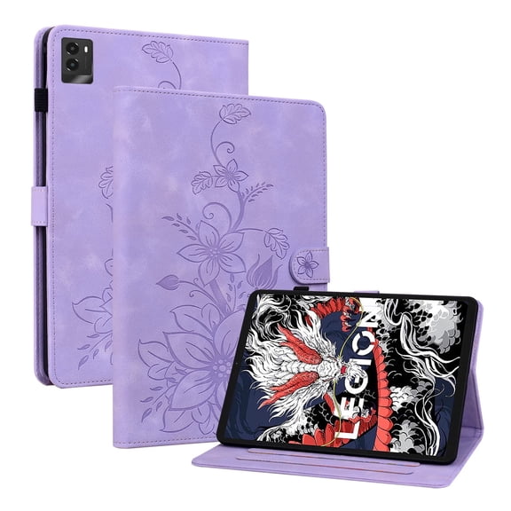 XYX for Lenovo Legion Y700 (2025) 8.8 inch TB-321FC Case, PU Leather Slim Folio with Multi-Angle Stand - Purple Lily Flower
