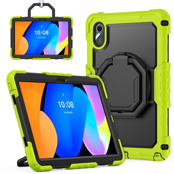 For Lenovo Tab M11/K11 LTE 2024 Case 11 inch, 360 Rotating Shockproof Cover with Stand, Handle, Shoulder Strap (TB330FU/TB330XU/TB331FC), Lime