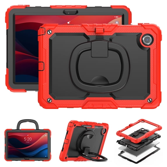 XYX For Lenovo Tab M11/K11 LTE 2024 Case 11 inch, 360 Rotating Shockproof Cover with Stand, Handle, Shoulder Strap (TB330FU/TB330XU/TB331FC), Red