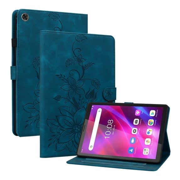 XYX for Lenovo Tab M7 3rd Gen 7.0 inch TB-7306X Case, PU Leather Slim Folio with Multi-Angle Stand - Blue Lily Flower