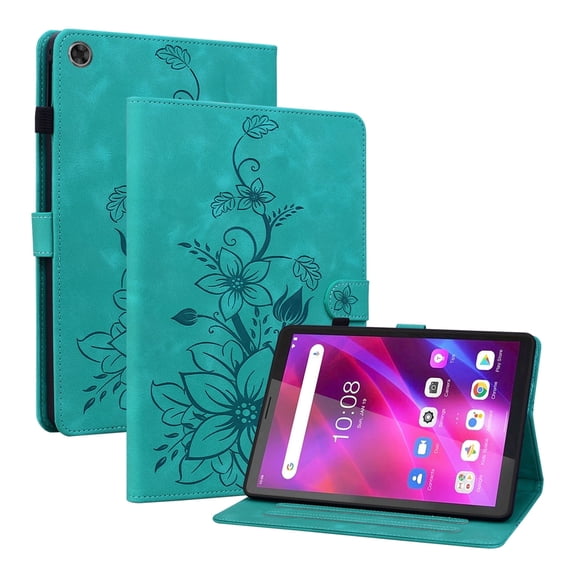 XYX for Lenovo Tab M7 3rd Gen 7.0 inch TB-7306X Case, PU Leather Slim Folio with Multi-Angle Stand, Green Lily Flower