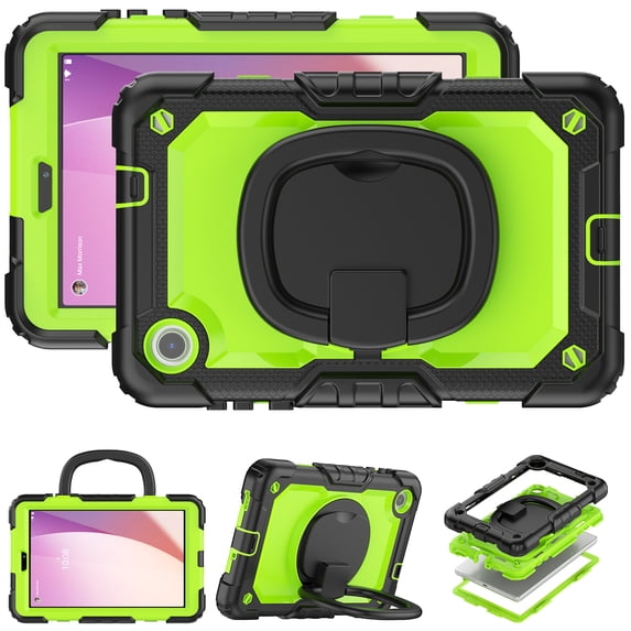 for Lenovo Tab M8 4th Gen Case 8 inch 2024/2023, 360 Rotating Shockproof Cover with Stand, Handle, Shoulder Strap, Lime Panel