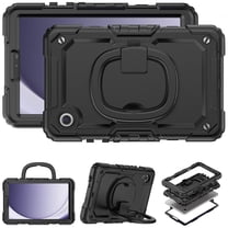 For Samsung Galaxy Tab A9 Case 8.7 inch, 360 Rotating Shockproof Cover with Stand, Handle, Shoulder Strap (2023, SM-X110/X115/X117), Black