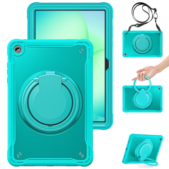 XYX For Samsung Galaxy Tab A9+/ Tab A11+ Case 11 inch, 360 Rotating Hand Grip, Shoulder Strap, Heavy Duty Drop Protection, Blue