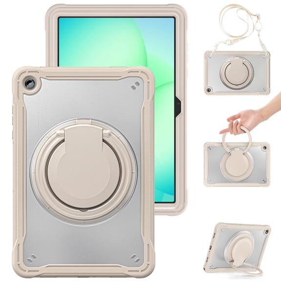XYX For Samsung Galaxy Tab A9+/ Tab A11+ Case 11 inch, 360 Rotating Hand Grip, Shoulder Strap, Heavy Duty Drop Protection, Khaki