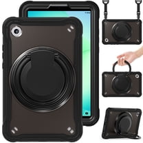 XYX For Samsung Galaxy Tab A9/ Tab A11 Case 8.7 inch, 360 Rotating Hand Grip, Shoulder Strap, Heavy Duty Drop Protection, Black