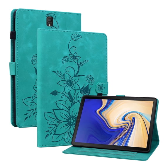XYX for Samsung Galaxy Tab S4 10.5 inch SM-T830/T835/T837 Case, PU Leather Slim Folio with Multi-Angle Stand, Green Lily Flower
