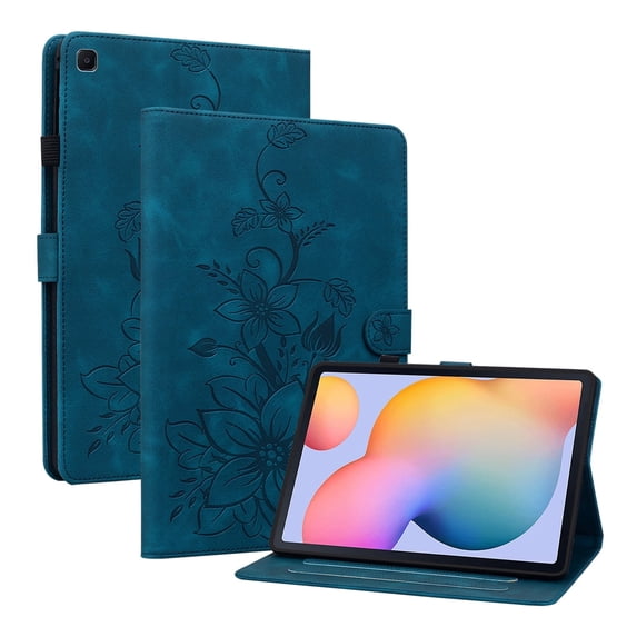 XYX for Samsung Galaxy Tab S6 Lite 10.4 Inch SM-P610 SM-P613 SM-P615 Case, PU Leather Slim Folio with Multi-Angle Stand, Blue Lily Flower