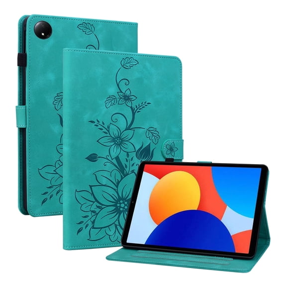 XYX for Xiaomi Redmi Pad SE 8.7 inch 2024 Case, PU Leather Slim Folio with Multi-Angle Stand, Green Lily Flower