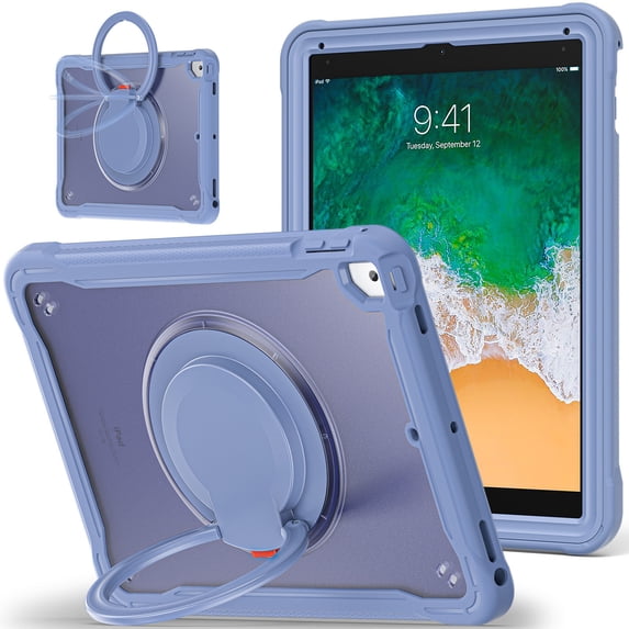 XYX for iPad 6th 2018/5th Gen 2017 Case 9.7 inch, 360 Rotating Hand Grip, Shoulder Strap, Heavy Duty Drop Protection, Grey