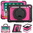 thumbnail image 1 of For iPad 6th/5th Generation Case 9.7 inch 2018/2017, 360 Rotating Shockproof Cover with Stand, Handle, Shoulder Strap, Rose Panel, 1 of 7