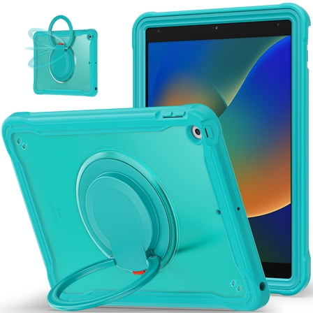 XYX For iPad 9th 2022/8th 2021/7th Gen 2020 Case 10.2 inch, 360 Rotating Hand Grip, Shoulder Strap, Heavy Duty Drop Protection, Blue