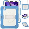 thumbnail image 1 of For iPad Air 5th/4th Generation 10.9 inch 2022/2020 Case, 360 Rotating Shockproof Cover with Stand, Screen Protector, Shoulder Strap, Cream Navy, 1 of 7
