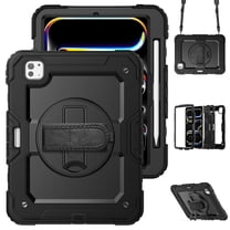 XYX for iPad Pro 11 inch Case 2024 (M4), 360 Rotating Shockproof Cover with Stand, Screen Protector, Shoulder Strap, Black