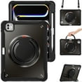 thumbnail image 1 of XYX For iPad Pro 11 inch Case (2025 M5/2024 M4), 360 Rotating Hand Grip, Shoulder Strap, Heavy Duty Drop Protection, Black, 1 of 7