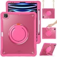 thumbnail image 1 of XYX For iPad Pro 12.9 inch Case 6th/5th/4th/3rd Generation, 360 Rotating Hand Grip, Shoulder Strap, Heavy Duty Drop Protection, Rose, 1 of 7
