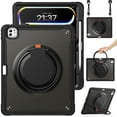 thumbnail image 1 of XYX For iPad Pro 13 inch Case (2025 M5/2024 M4), 360 Rotating Hand Grip, Shoulder Strap, Heavy Duty Drop Protection, Black, 1 of 7