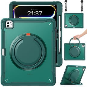 XYX For iPad Pro 13 inch Case (2025 M5/2024 M4), 360 Rotating Hand Grip, Shoulder Strap, Heavy Duty Drop Protection, Green