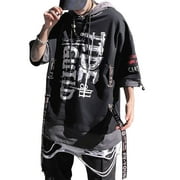 XYXIONGMAO Techwear Shirt Cyberpunk Japanese Streetwear Hip Hop Shirts for Men Graphic T Alphabet Design Workwear Casual Short-Sleeved Men's Loose Couple T-Shirt