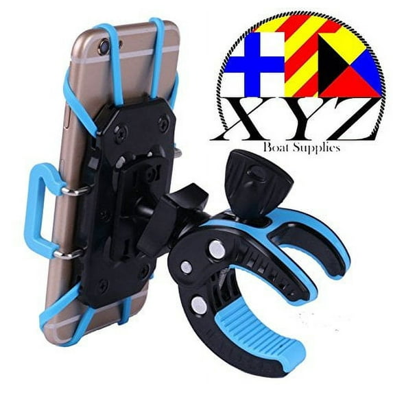 XYZ Boat Supplies Cell Phone Mount/Holder for Motorcycle/Bike Handlebars/Boat, Iphone, Samsung, Smart Phone, (Blue)