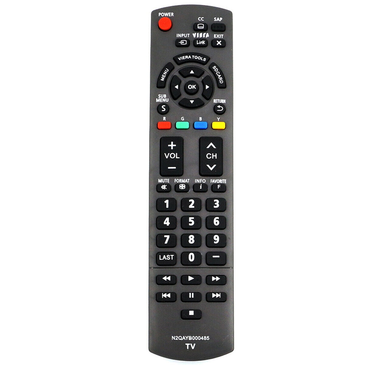 Universal Replacement Remote For Panasonic Viera TVs - Compatible With TC-P55UT50, TH32LRU20, TH42PX600U, TC-32LX60, TC-L32X2 & More