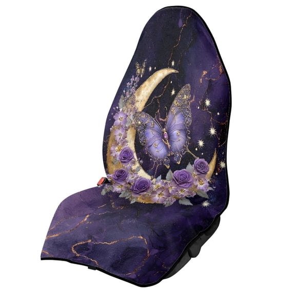 XYZCANDO 1 Pack Car Seat Towel Cover Sweatproof Waterproof, Compatible with Truck Seat Auto Interior Car Interior Terry Cloth Car Seat Covers(Purple Butterfly Rose Design)