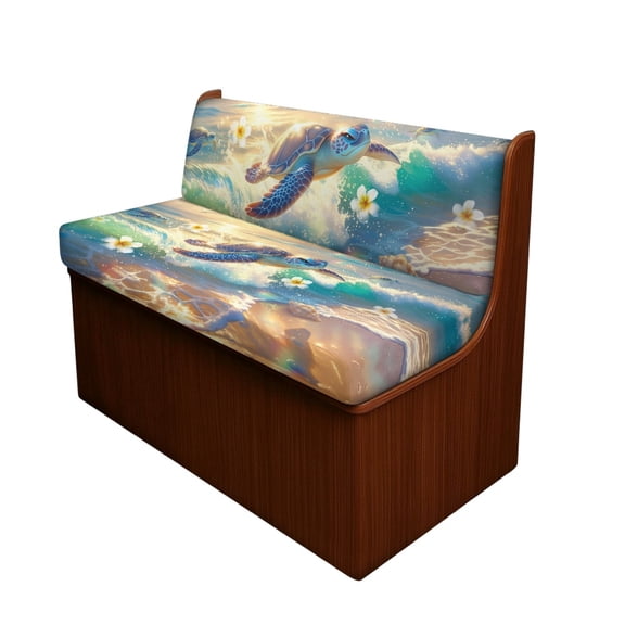 XYZCANDO 2 Pcs RV Dinette Cushions Covers Stretch Comfortable, Compatible with Couch Camper RV Booth Seat Covers(Sunset Sea Turtle Coastal Print)