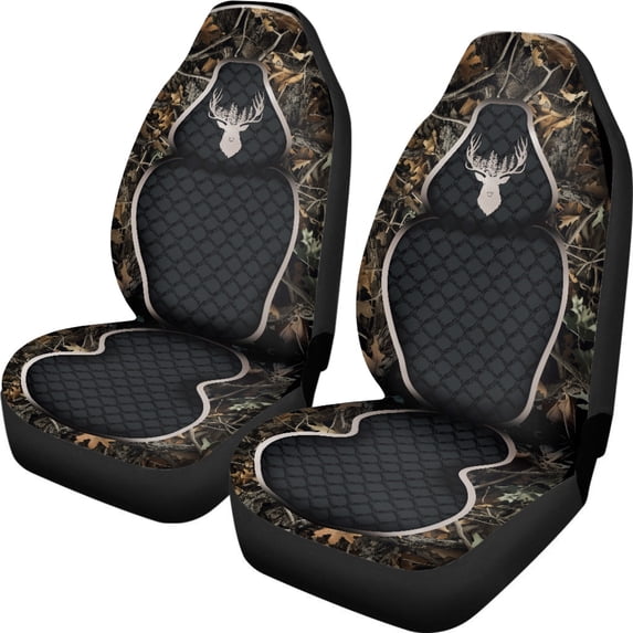 XYZCANDO 2 Piece Car Seat Covers for SUV Front Seats Front Seat Cover Easy to Install Comfortable, Auto Sedan Van Car Front Seat Covers, Deer Camo