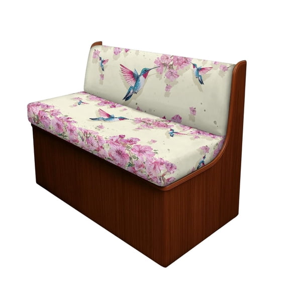 XYZCANDO 2-Piece Stretch Hummingbird Floral RV Dinette Booth Seat Cover - Washable Soft Camper Furniture Protection