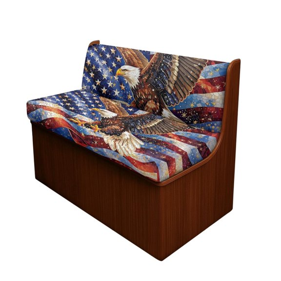 XYZCANDO 2 Pieces RV Booth Seat Covers Washable Stretchable Fabric, Compatible with Camper Chair Camper Cushion Covers(American Flag Eagle Pattern)