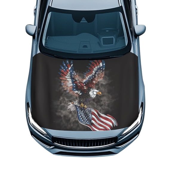 XYZCANDO 4th of July Car Hood Cover featuring American Flag Eagle - Durable All-Weather Protection for Patriotic Vehicle Decor