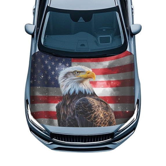 XYZCANDO 4th of July Car Hood Cover featuring Bald Eagle US Flag - Ideal for Patriotic Auto Exterior Decoration