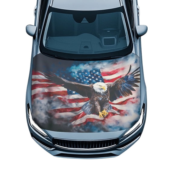 XYZCANDO 4th of July Car Hood Cover featuring Bald Eagle US Flag - Ideal for Patriotic Vehicle Exterior Decoration