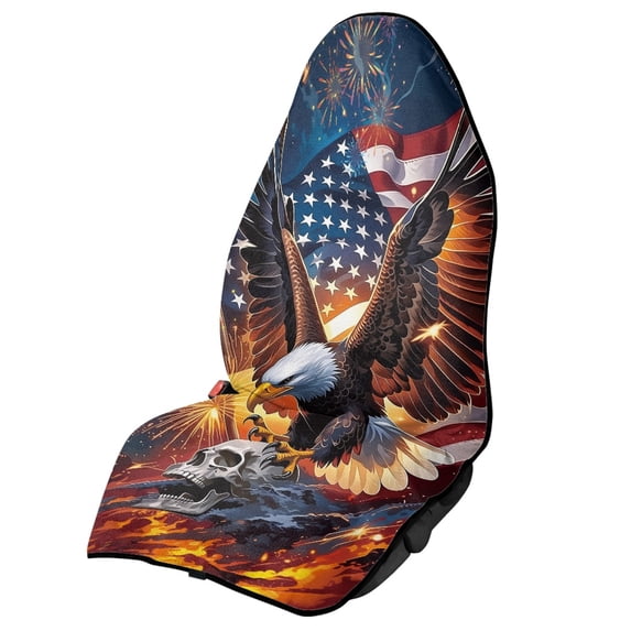 XYZCANDO American Bald Eagle & US Flag Car Seat Towel Cover - Sweatproof, Waterproof Protector with Patriotic Graphic - Fits Cars, Trucks, SUVs