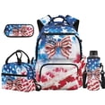 thumbnail image 1 of XYZCANDO American Bow 4Pcs School Backpack Set with Portable Lunch Bag Multifunctional Pencil Case Water Bottle Bag Carrier for Elementary Middle School Students, 1 of 7