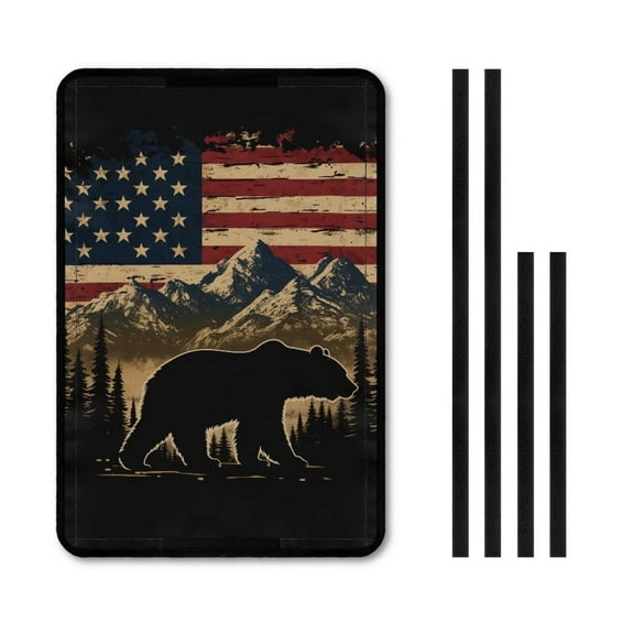 XYZCANDO American Flag Bear RV Door Window Shade Mountain RV Door Window 26'' X 17'' RV Curtains for Inside Camper Decor Easy to Install Foldable RV Black Out Curtains for Camper Black