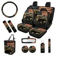 thumbnail image 1 of XYZCANDO American Flag Bear Seat Belt Cover Car Seat Cover Keychain Lipstick Cover Car Trash Can Steering Wheel Cover Center Mirror Cover Coasters Personalized Easy Installation Suitable for Men, 1 of 5