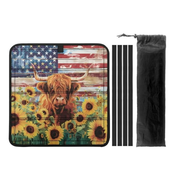 XYZCANDO American Flag Camper Skylight Cover RV Window Shade Highland Cow Camper Window Cover Foldable RV Vent Covers for Roof UV Rays Protection Camper Trailer Fan Vent Cover Sunshade Blue