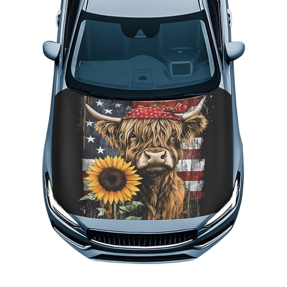 XYZCANDO American Flag Car Hood Cover Anti-Fade, Car Hood Cover Protector Stretch Fabric Waterproof Cars Accessories Car Engine Hood Cover for SUV