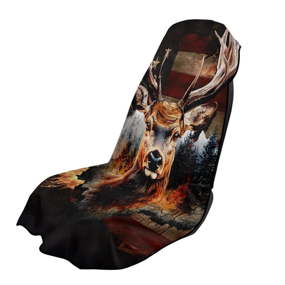 XYZCANDO American Flag Deer Non-Slip Car Seat Towel Covers, Sweatproof Machine Washable Keep Seats Clean Versatile Car Seat Towel for Trucks SUVs Sedans
