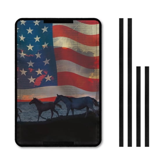 XYZCANDO American Flag Horse RV Curtains for Camper Windows RV Black Out Window Covers RV Curtains for Camper Windows Blackout Camper Blinds for Travel Trailers Travel Trailer Accessories