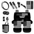 thumbnail image 1 of XYZCANDO American Flag Print Handbrake Cover Car Cushion Cover Steering Wheel Cover Armrest Cover Seat Belt Cover Keychain Fender Cover Lipstick Cover Trash Can Car Coasters Washable, 1 of 7